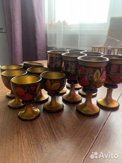 Деревянные рюмки СССР(хохлома)