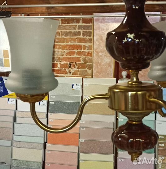 Винтажная люстра СССР светильник керамика 3 рожка