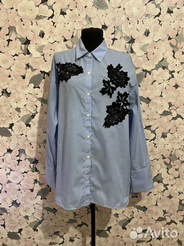 Рубашка Zara отличное сост. размер S M 42 44 46