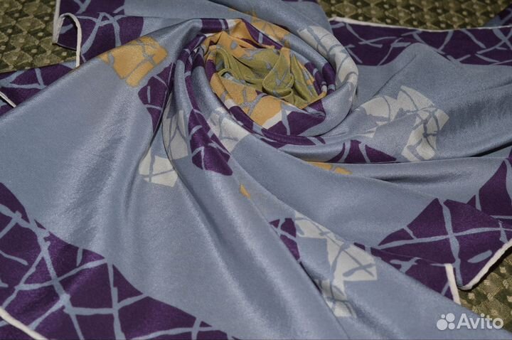 Винтажный шелковый платок сиреневый шелк