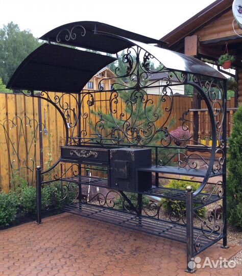 Мангал с печью под казан