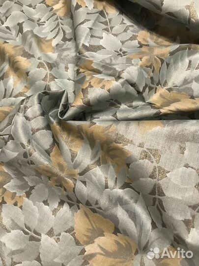 Винтажный хлопок с принтом листья, ткань СССР, 70е