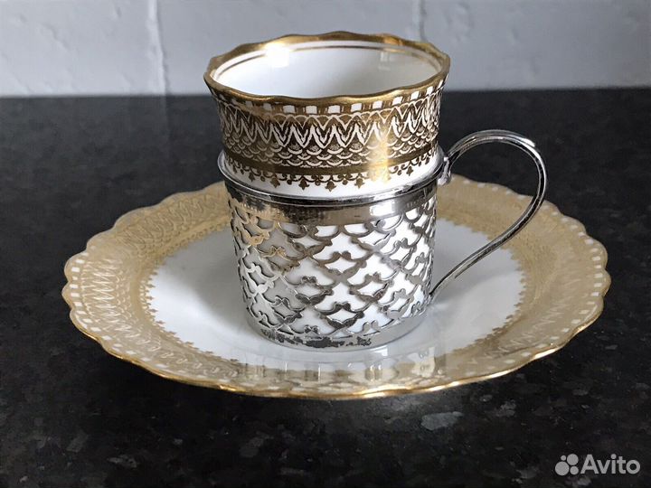 Кофейная пара.1924 год.Aynsley.Серебро.Фарфор