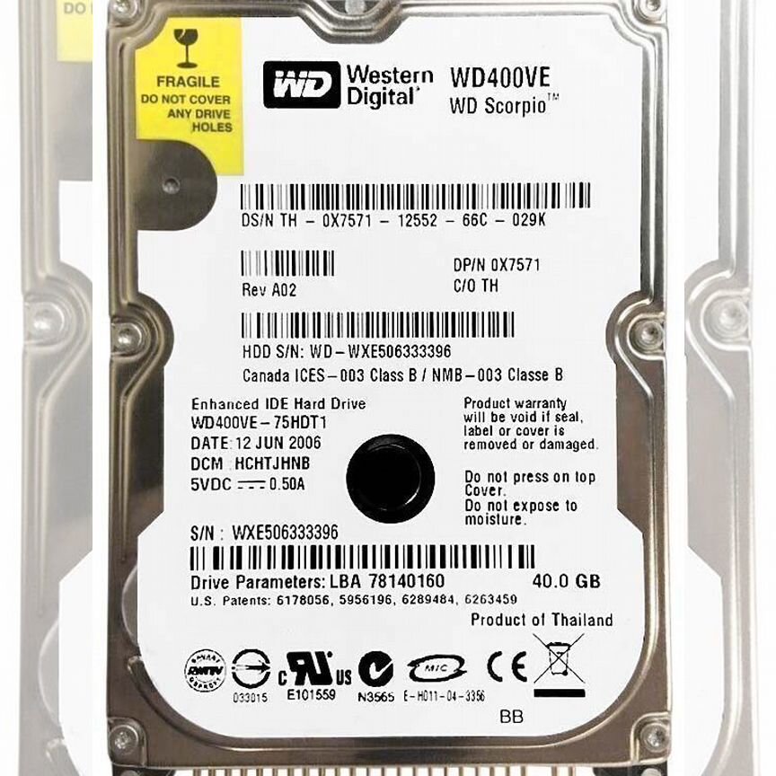 [WD400BB] Жесткий Диск Western Digital Wd400ve 40gb 5400 Ide Wd400bb