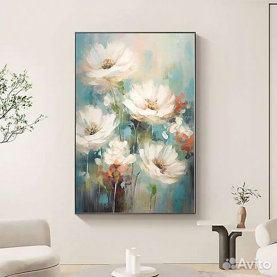 Картина маслом цветочки крепления в подарок