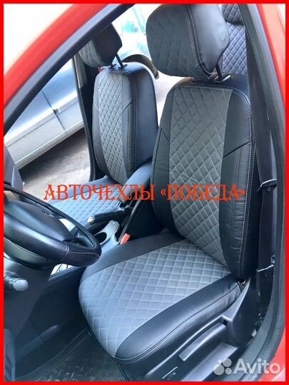 Чехлы Renault Megane 3 из экокожи чёрно-серые Ромб