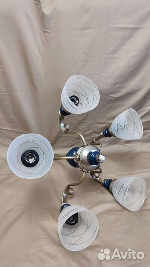 Люстра бронзовая с фарфором СССР