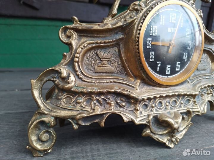 Старинные каминные часы бронза