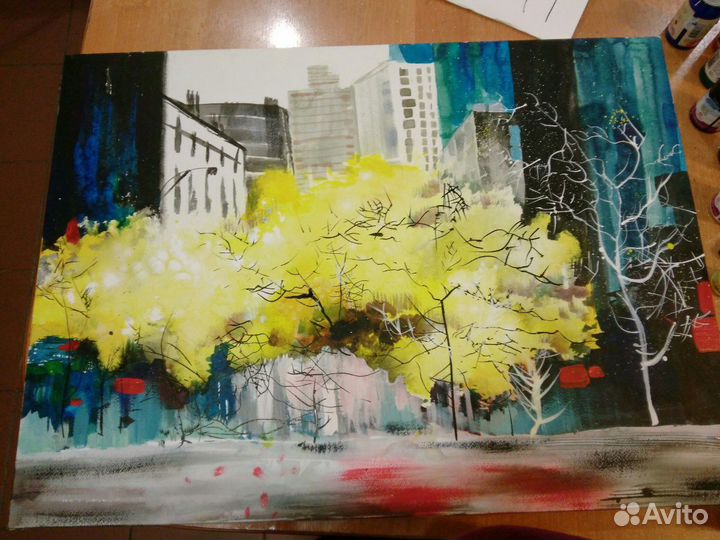 Картина тушью и акварелью