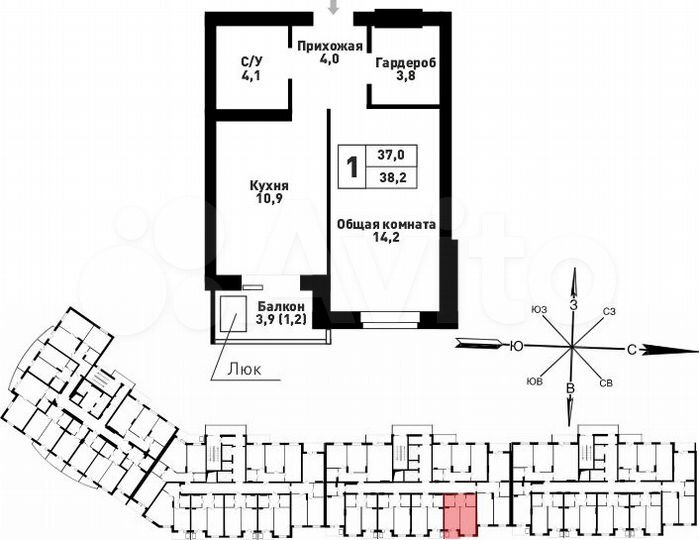 1-к. квартира, 38,2 м², 14/25 эт.