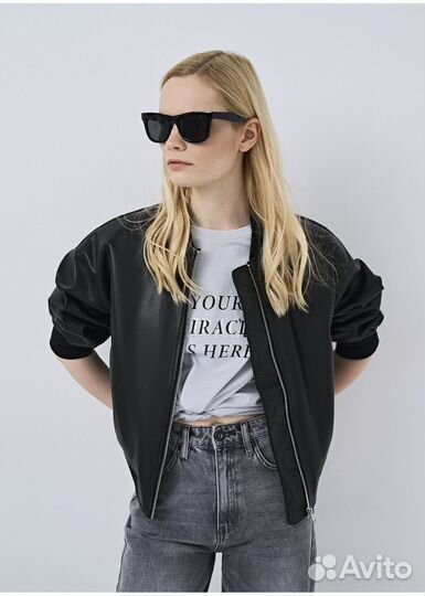 Бомбер экокожа L