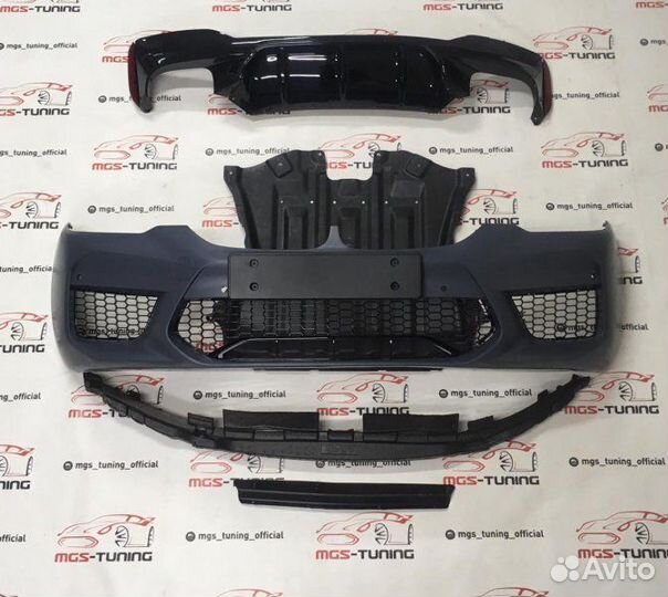 Передний бампер + диффузор стиль м5 Bmw 5 Series