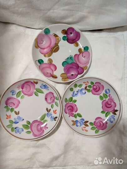 3 больших блюдца Агашки, Дулево, Вербилки