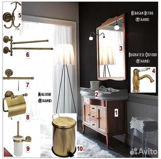 Итальянская мебель для ванны в стиле Retro