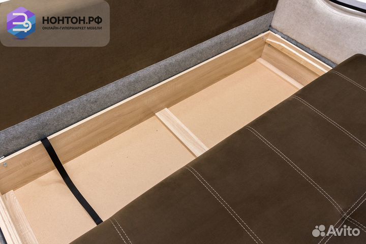 Диван еврокнижка Дублин бежевый / коричневый