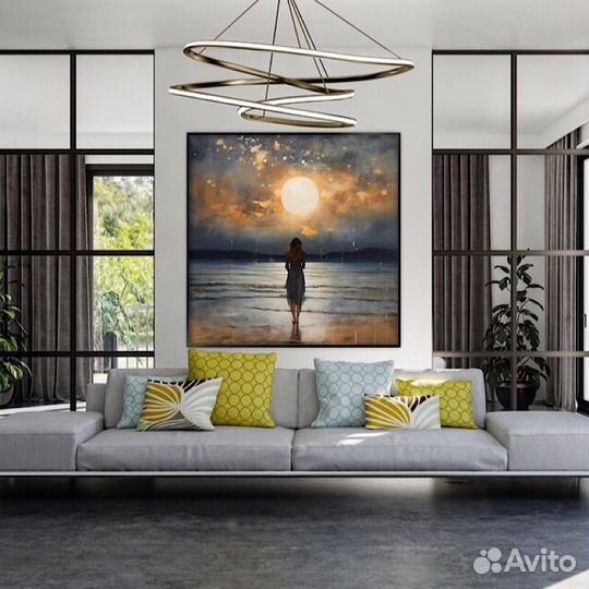 Итерьерная картина маслом Девушка на берегу моря