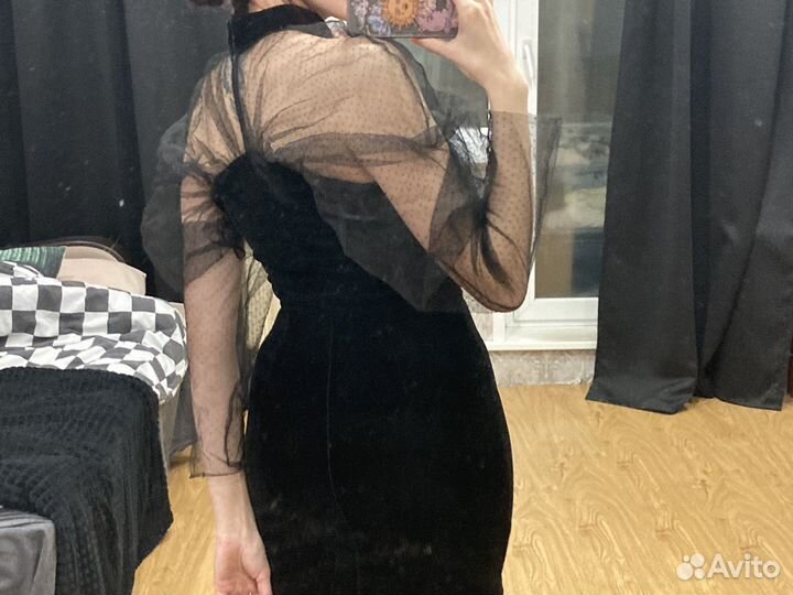 Черное платье с сеткой zara