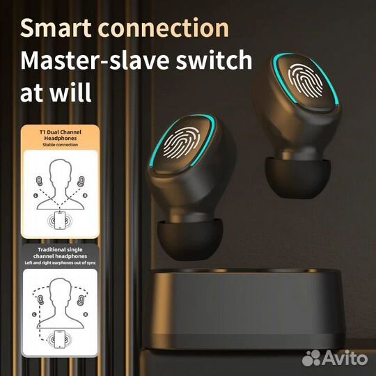 Беспроводная bluetooth гарнитура T1, 40 мАч, IPX5