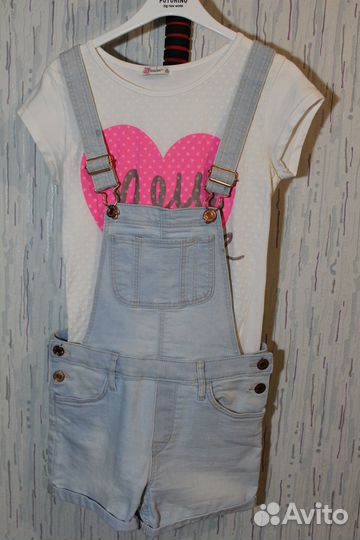 Летний джинсовый комбинезон на девочку 140