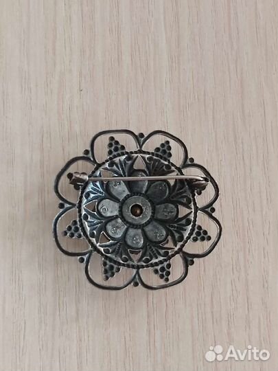 Винтажная брошь. Посеребрение