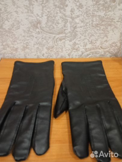 Мужские кожаные перчатки зима, мех