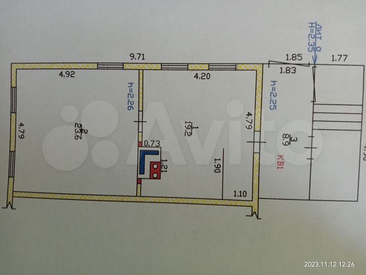 Дом 51,7 м² на участке 9,65 га