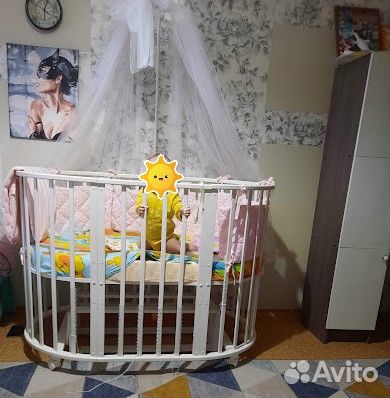 Детская кроватка трансформер круглая