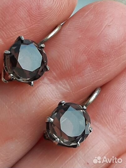 Серьги и брошь серебро СССР 875 проба голова