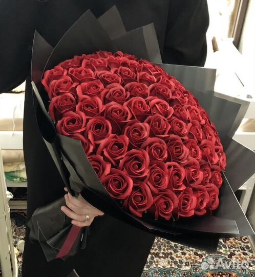 Букет бордовых мыльных роз