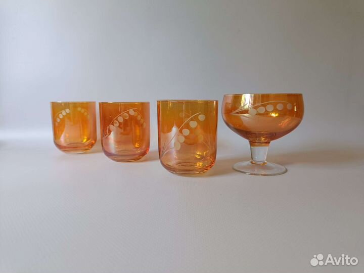 Набор посуды из цветного стекла Винтаж Люстр