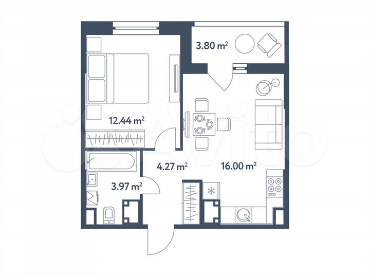 2-к. квартира, 38,6 м², 2/25 эт.