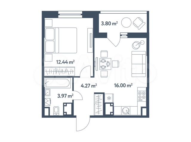2-к. квартира, 38,6 м², 2/25 эт.
