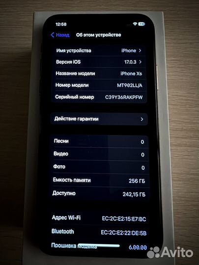 iPhone Xs, 256 ГБ