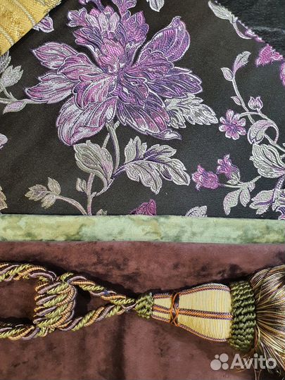 Ткань жаккардовая Цветы фуксия