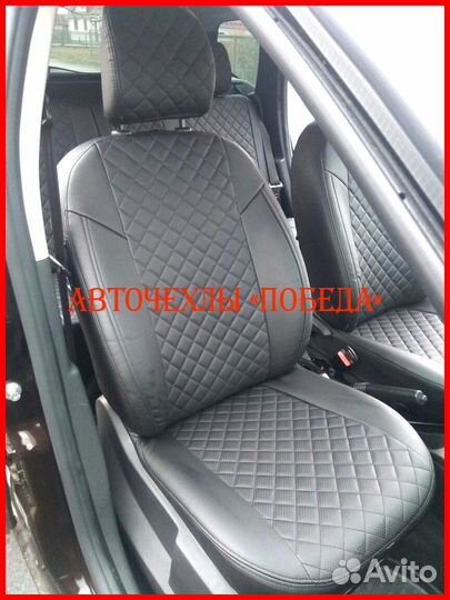 Чехлы Renault Duster 1 из экокожи чёрные Ромб