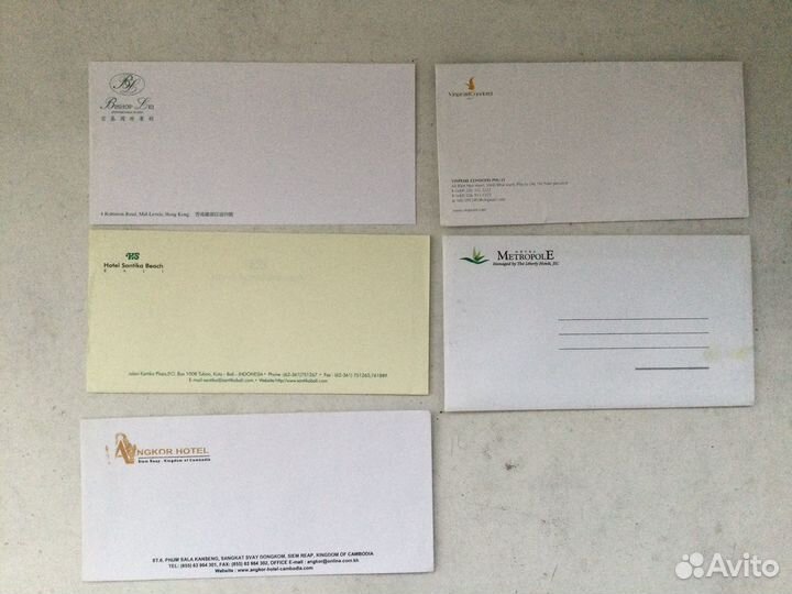 Конверты из отелей разные страны