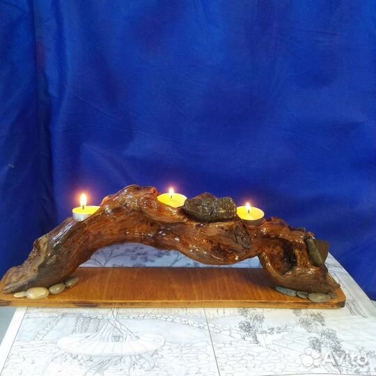 Подсвечник дрифтвуд для интерьера