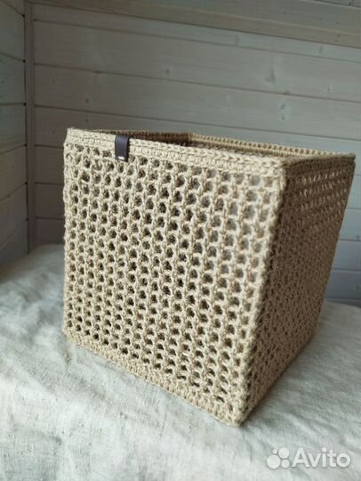 Корзина сетка на каркасе из джута