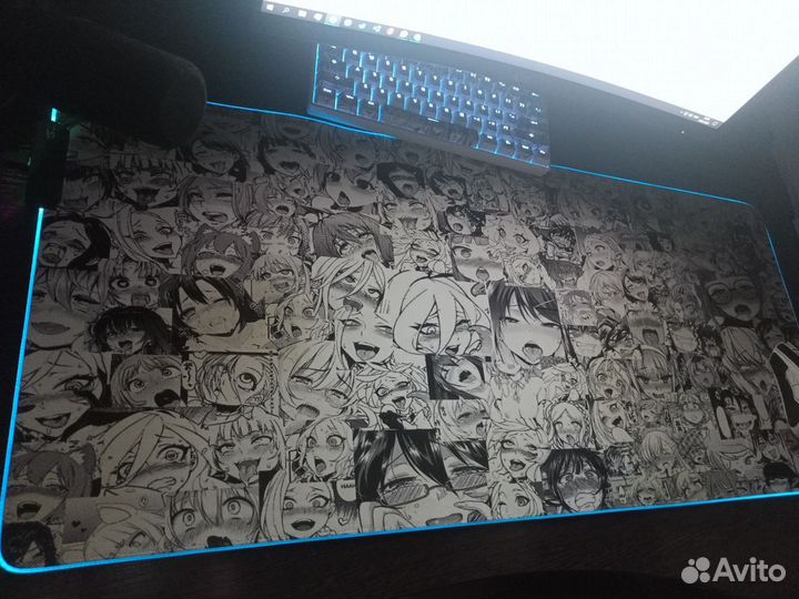 Игровой RGB коврик для мыши Ahegao (900x400x3)