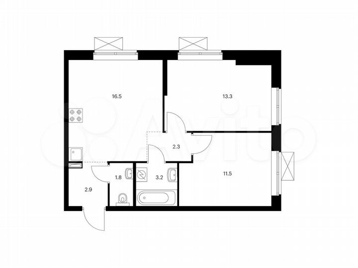 2-к. квартира, 51,5 м², 15/16 эт.