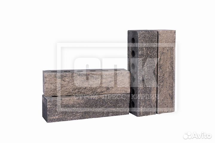 Кирпич облицовочный колотый - Серый обсидиан