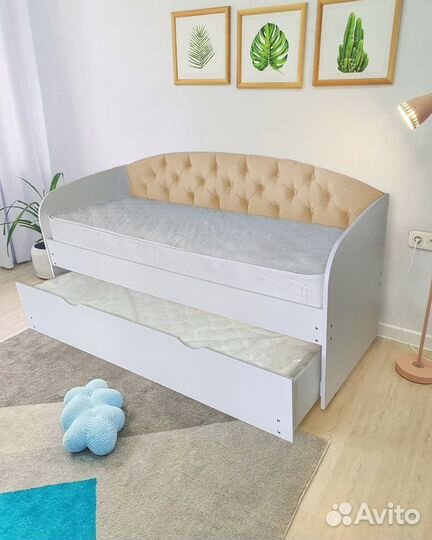 Кровать велюр лдсп для малыша выкатное место