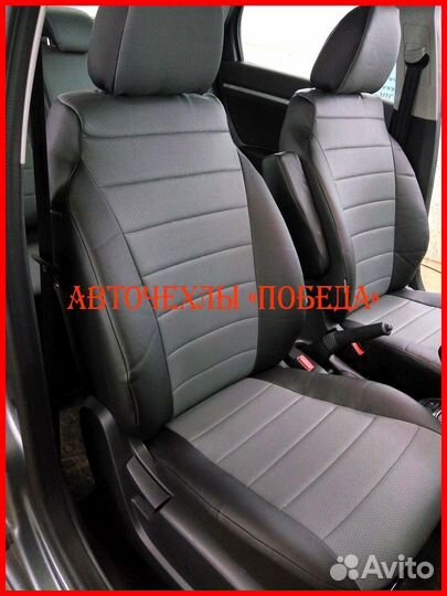 Чехлы из экокожи LADA vesta чёрно-серые Классика