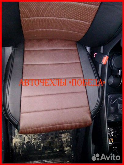 Чехлы Hyundai Tucson 3 из экокожи чёрно-шоколадные