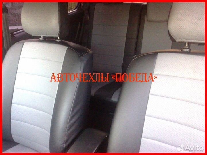 Чехлы Renault Sandero 1 из экокожи чёрно-серые