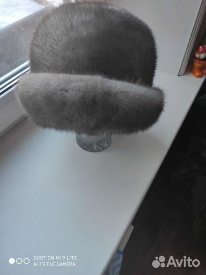 Шляпа-шапка голубая норка