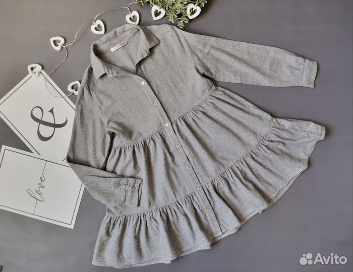 Серое платье для девочки утепленное 146 GJ