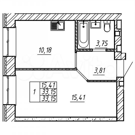 1-к. квартира, 33,2 м², 5/10 эт.