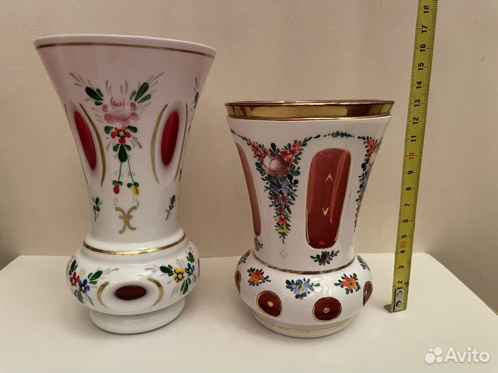 Ваза чехословакия двухслойное стекло