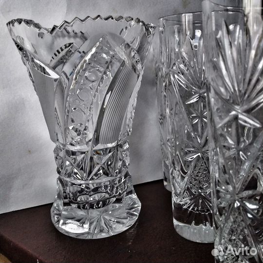 Бокалы 12шт(хрусталь набор) Ваза посуда СССР